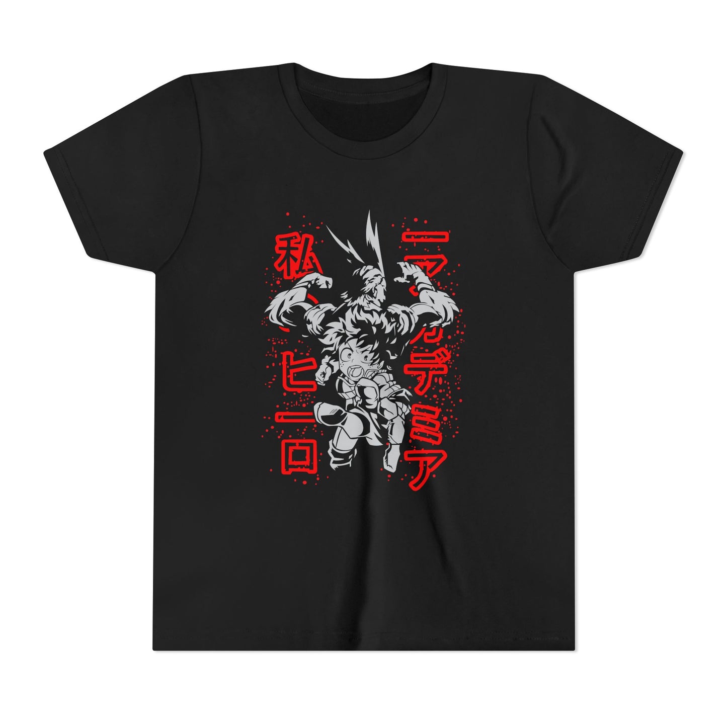 Youth Anime Hero Tee – Black Superhero T-shirt for Kids & Teens