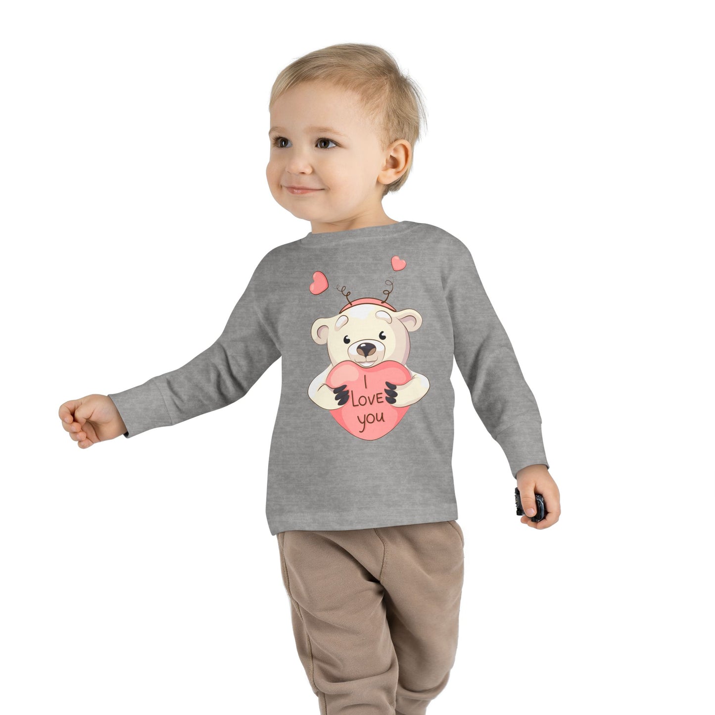 Toddler Long Sleeve Tee Cute Bear Love You