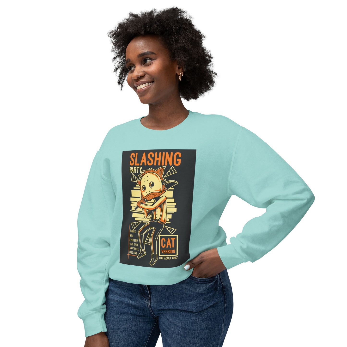 Unisex Slashing Party Cat Sweatshirt - Fun Graphic for Cat Lovers