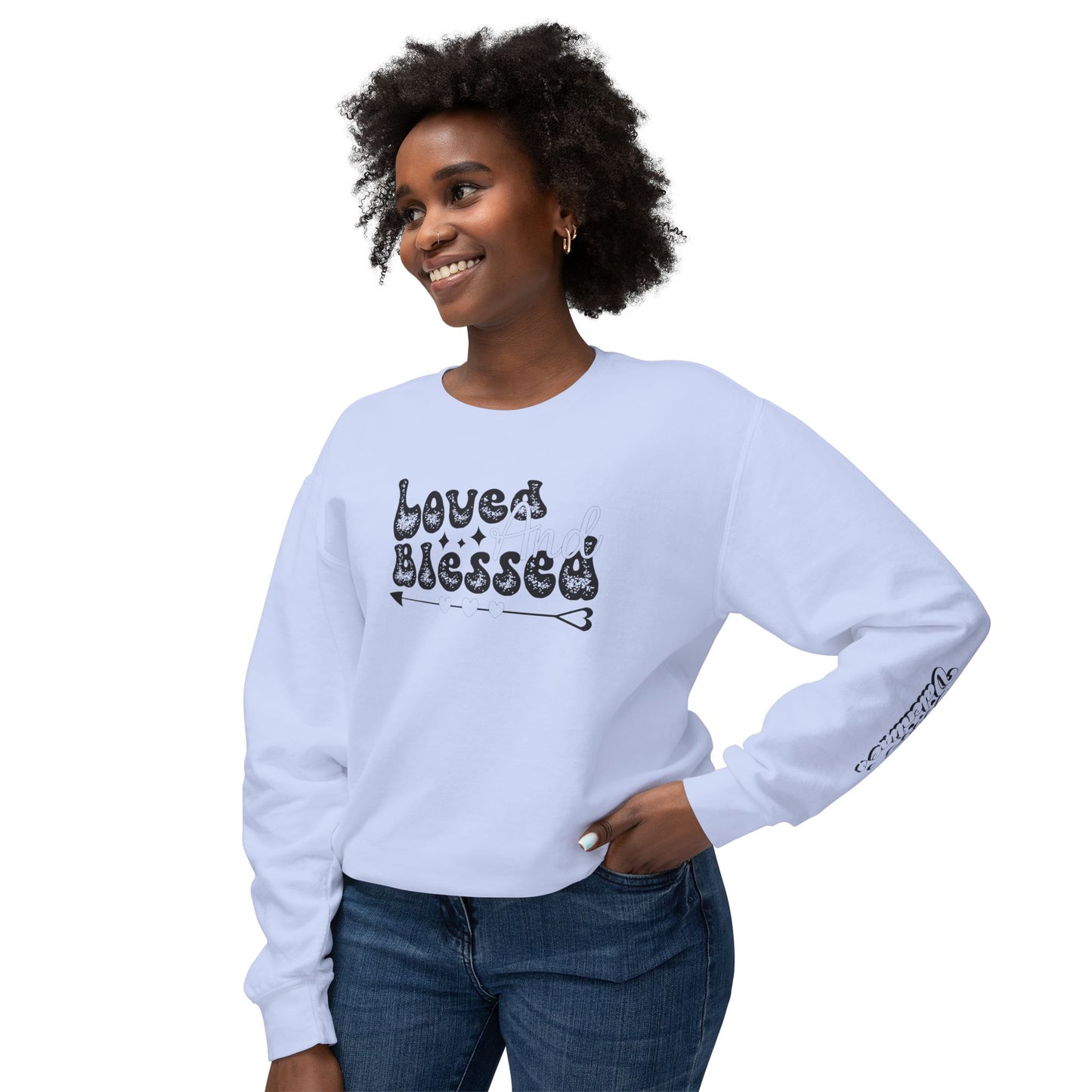 Women Sweatshirt Love And Blessed - Perfect for Valentine's Day Outfit