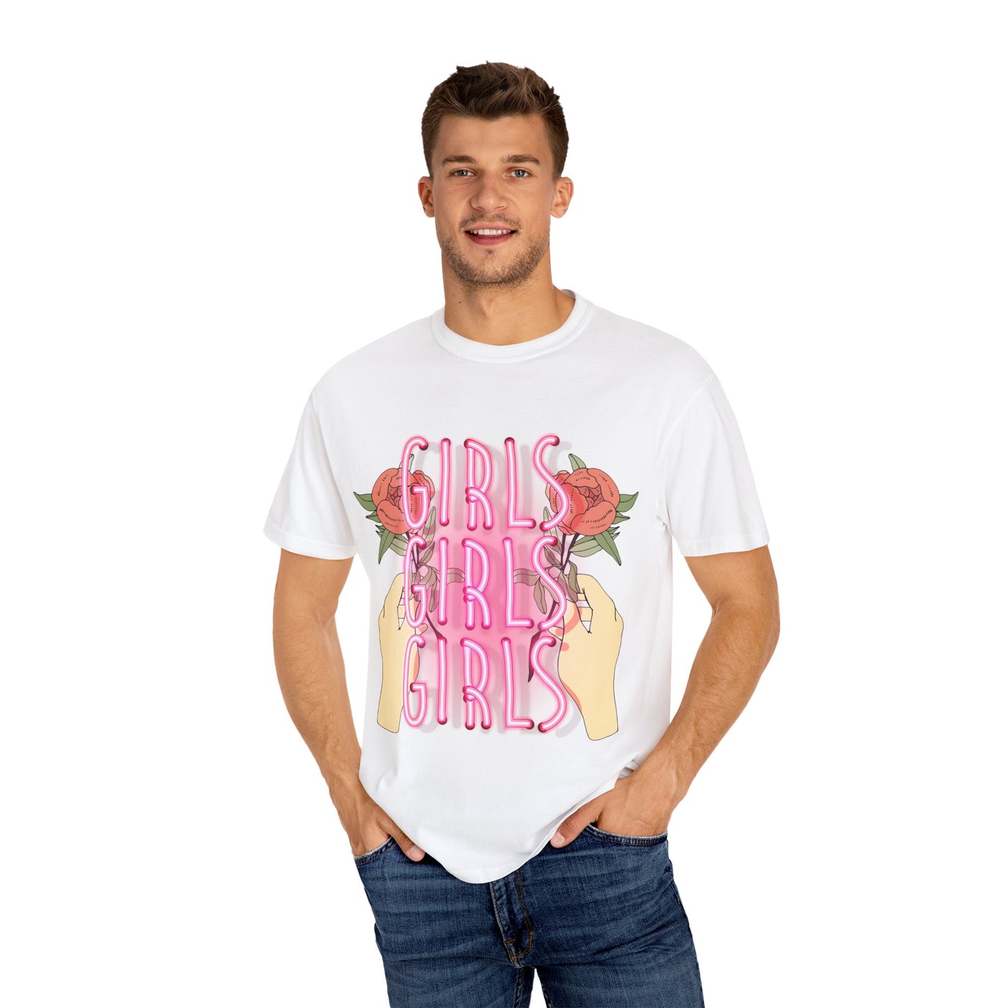 Women Fun Floral T-shirt Girls Girls Girls - Fun Design for Empowering Vibes