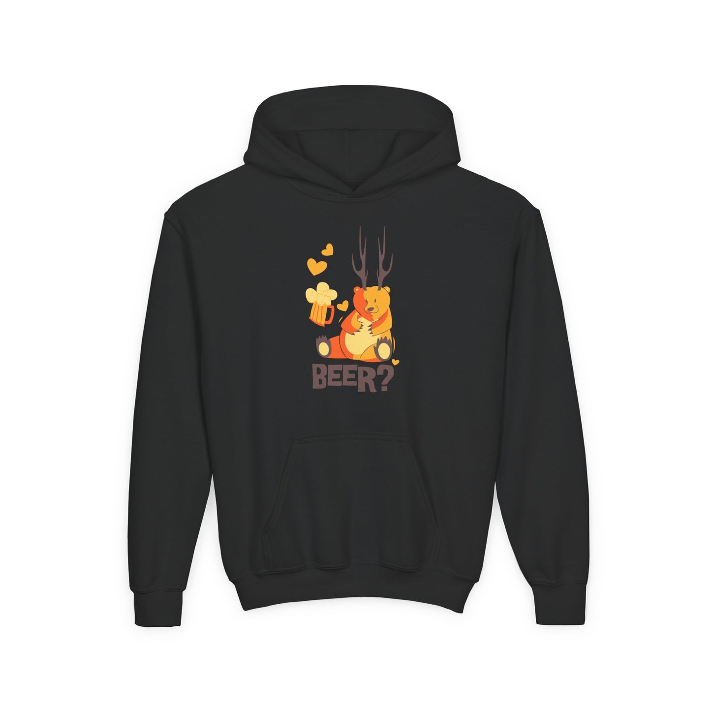 Youth Hoodie For Girls with Beer Bear - Fun and Cozy