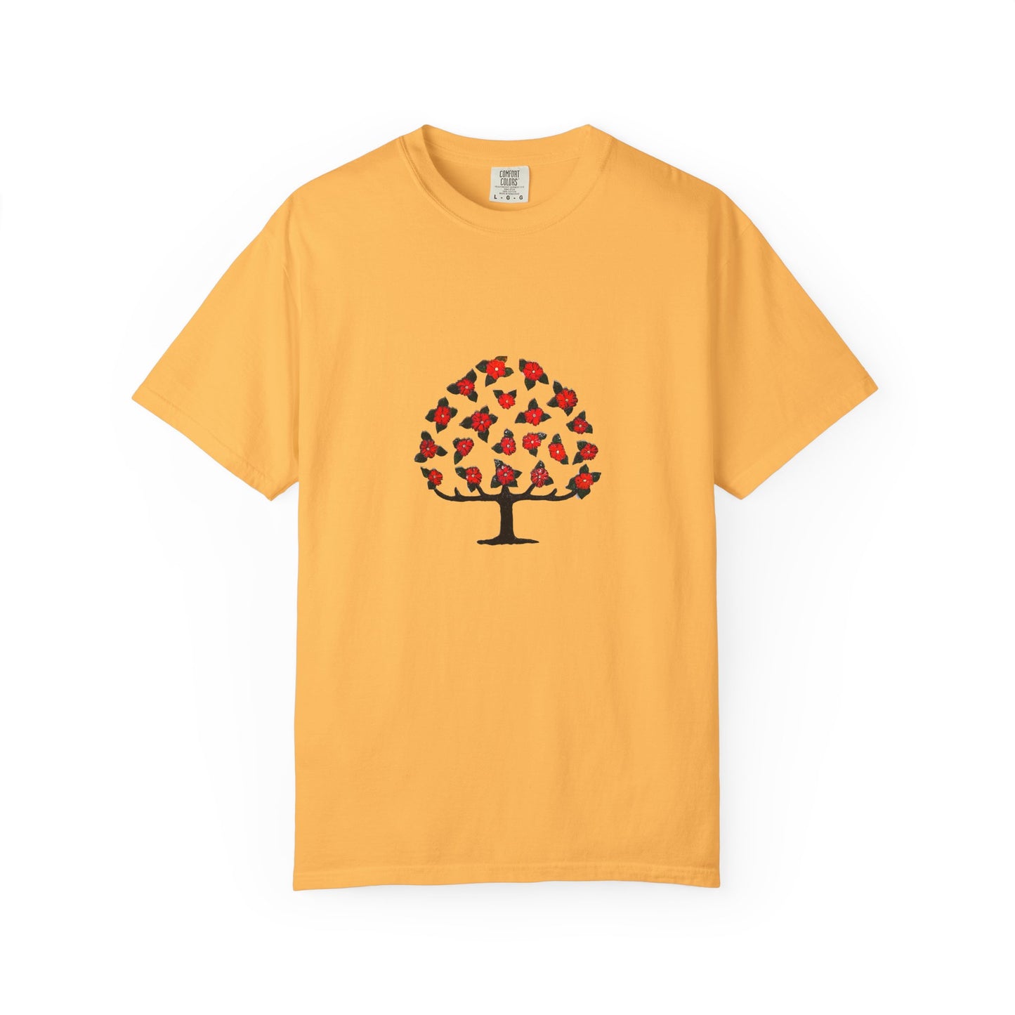 Unisex Garment-Dyed T-Shirt with Blooming Tree Design - Eco-Friendly Fashion