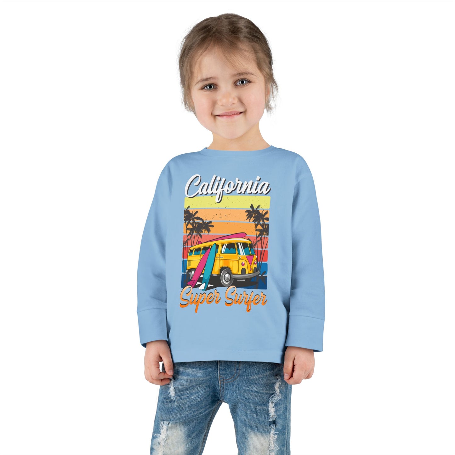 Toddler Long Sleeve Tee California Super Surfer Fun Beach Vibes