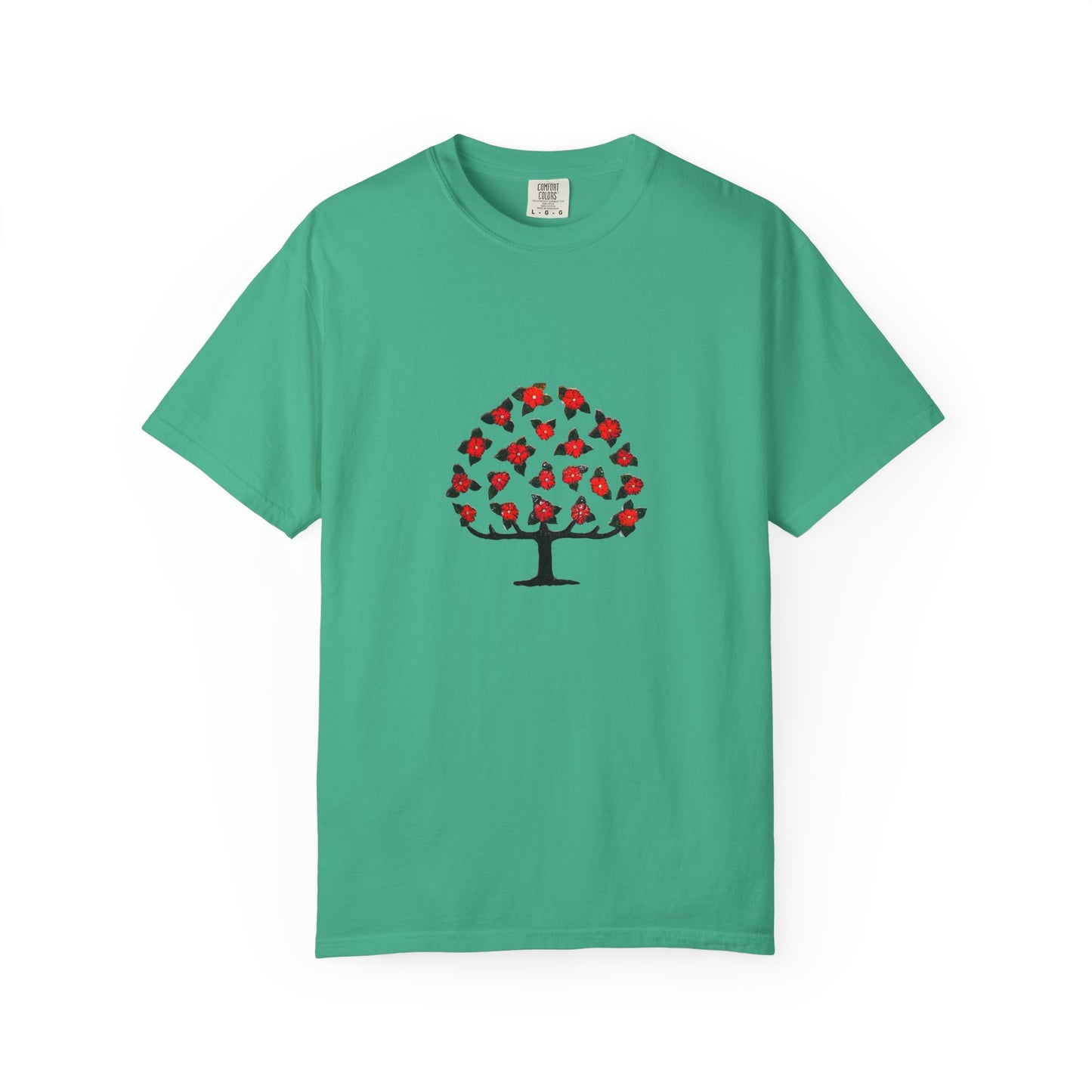 Unisex Garment-Dyed T-Shirt with Blooming Tree Design - Eco-Friendly Fashion