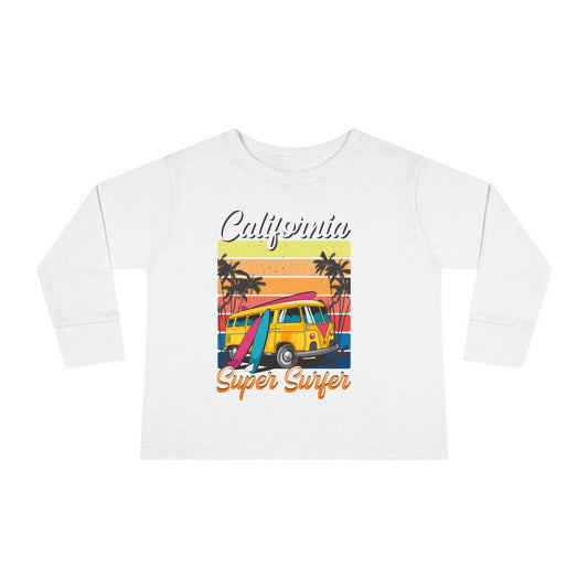 Toddler Long Sleeve Tee California Super Surfer Fun Beach Vibes