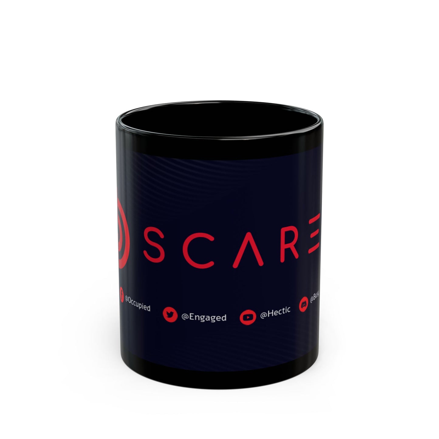 Custom Black SCARED Coffee Mug - Scare & Engaged Design for Gamers