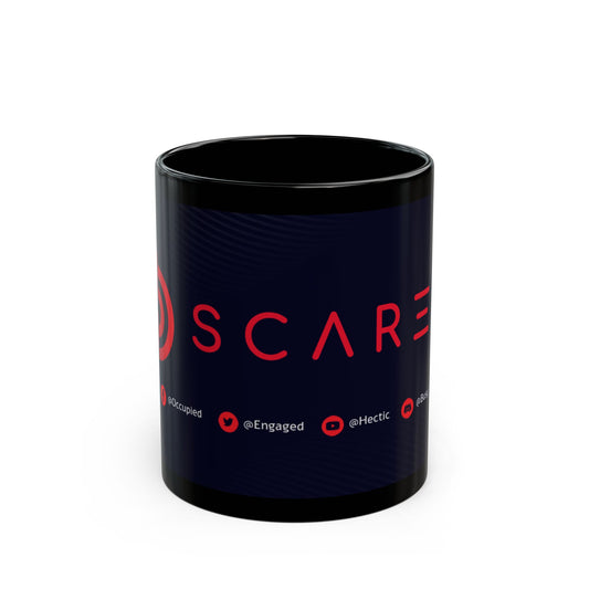 Custom Black SCARED Coffee Mug - Scare & Engaged Design for Gamers