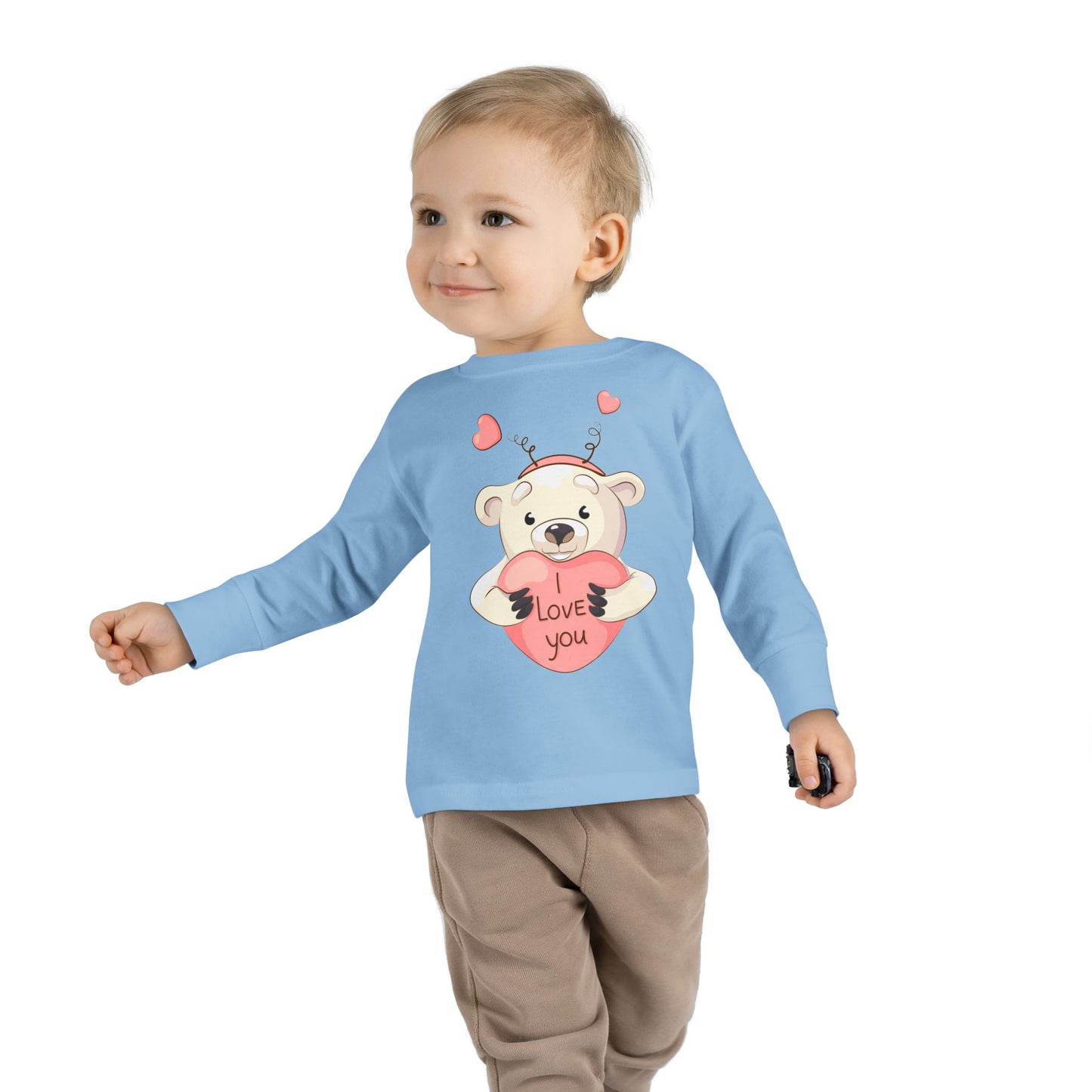 Toddler Long Sleeve Tee Cute Bear Love You