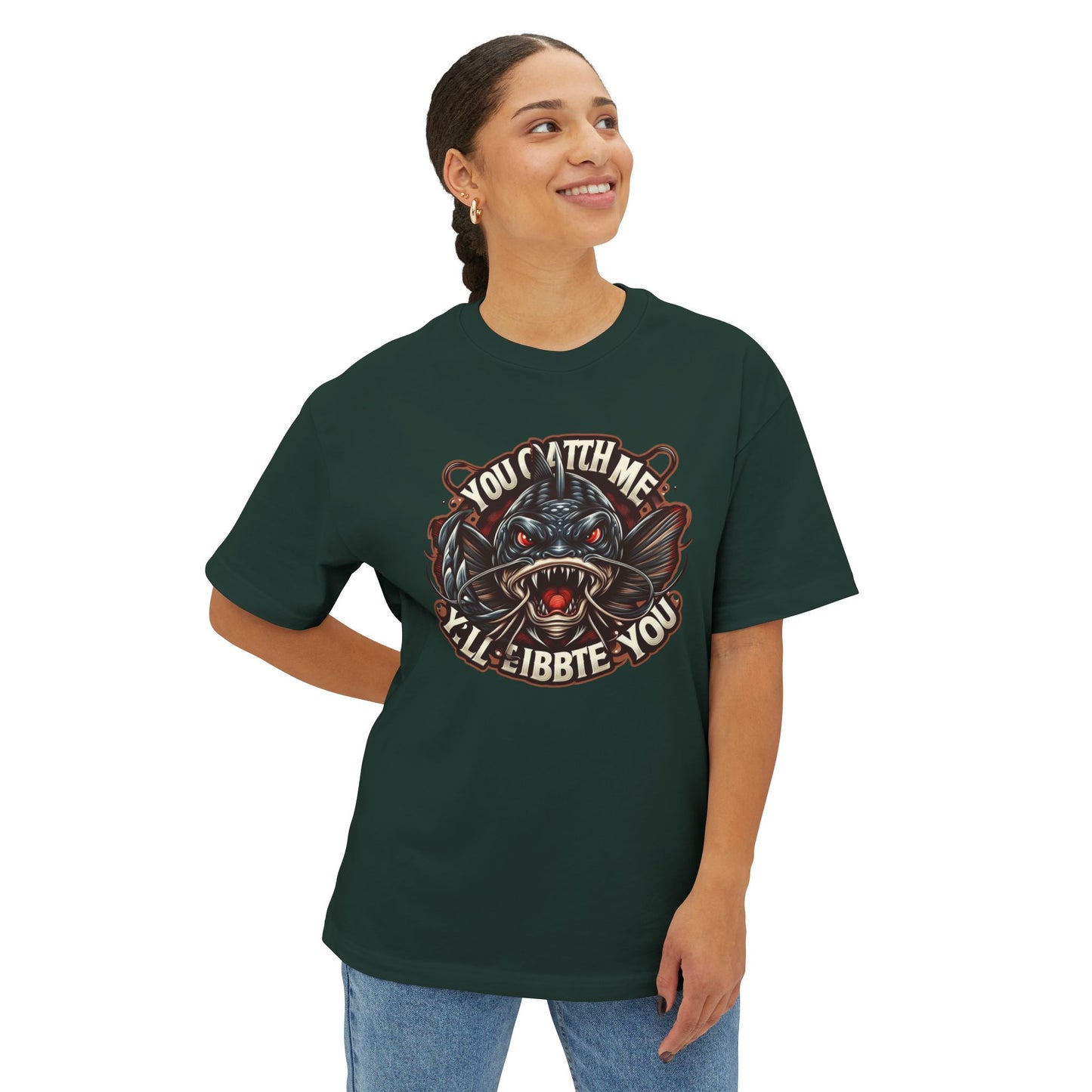 Funny Fish Graphic Oversized Boxy Tee - For Pike Fans
