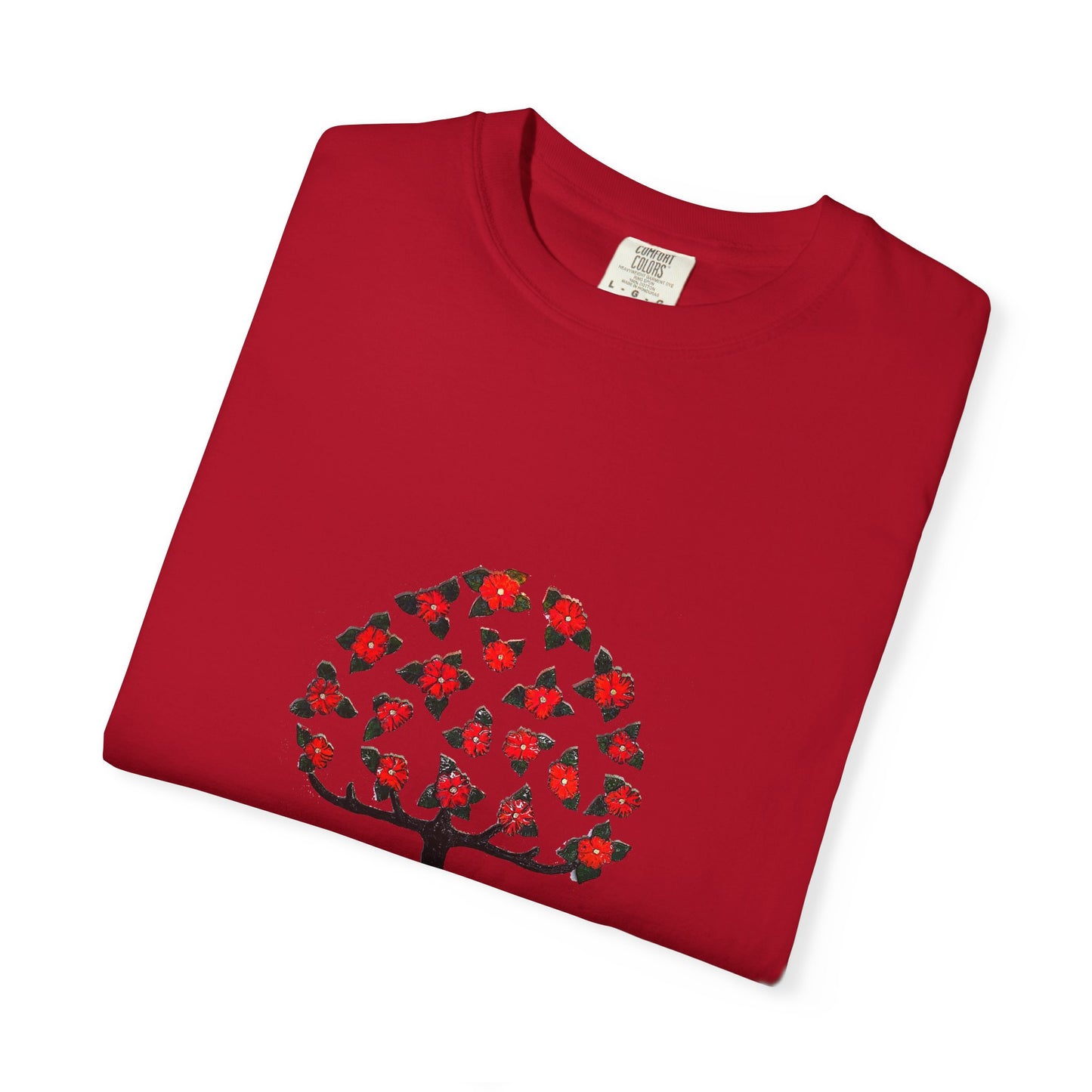 Unisex Garment-Dyed T-Shirt with Blooming Tree Design - Eco-Friendly Fashion