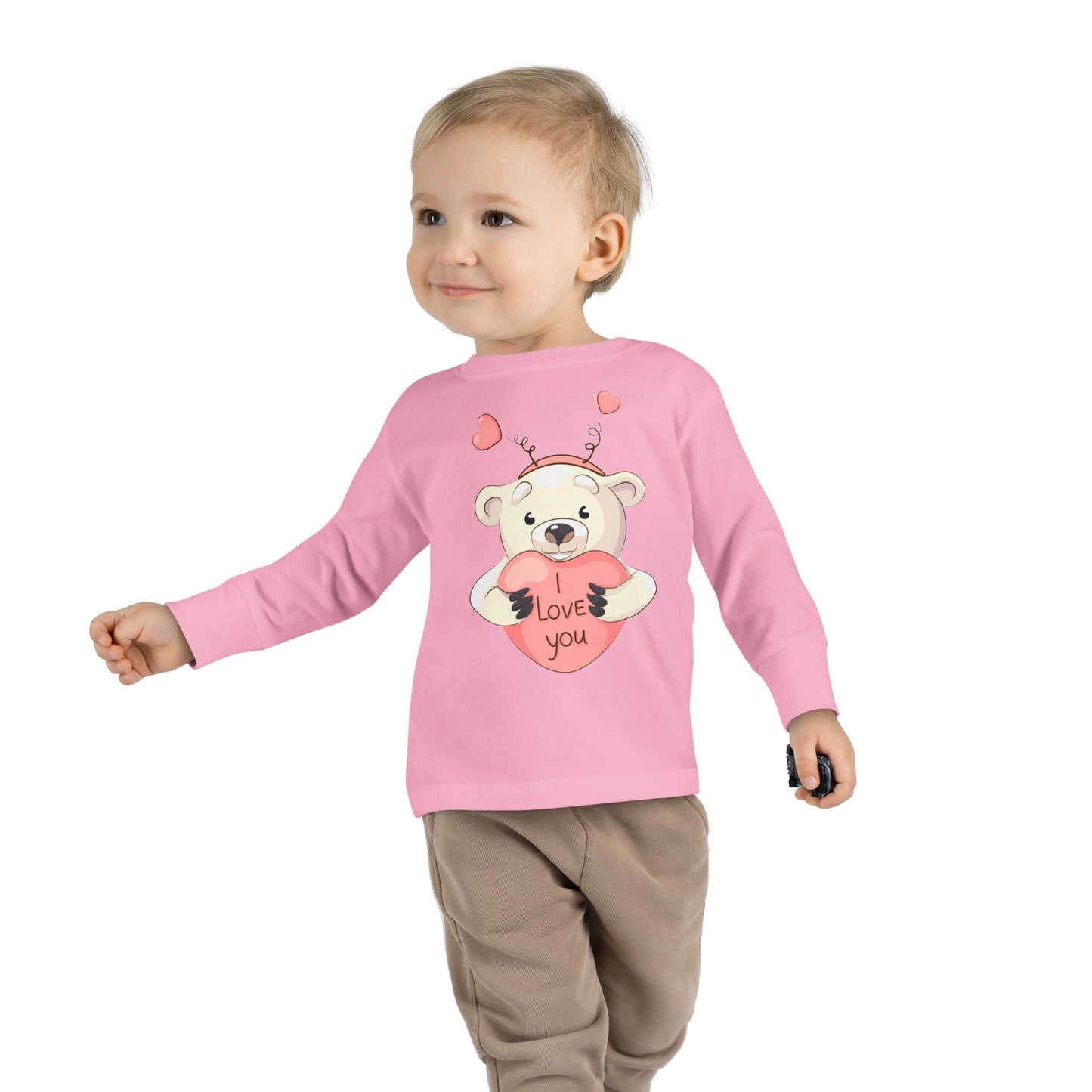 Toddler Long Sleeve Tee Cute Bear Love You
