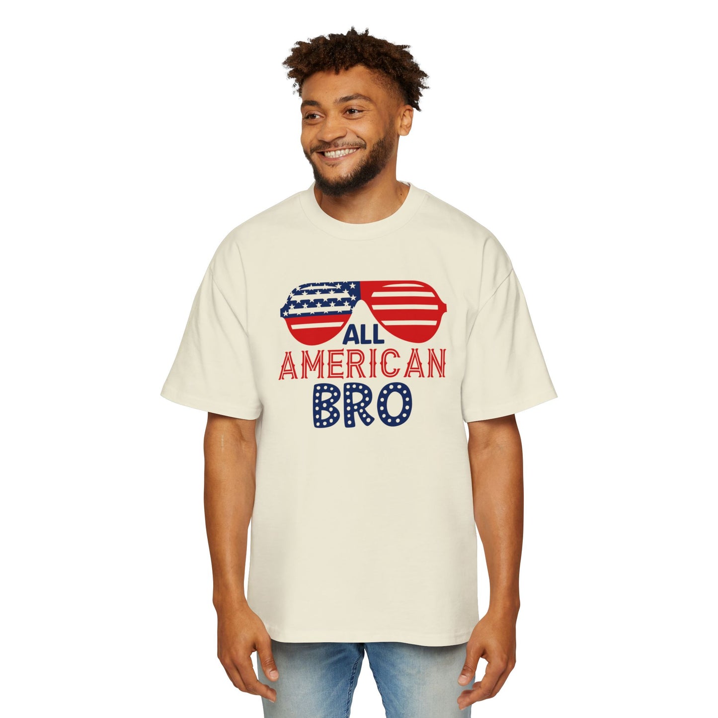 Men's Oversized Patriotic T-Shirt All American Bro for Independence Day