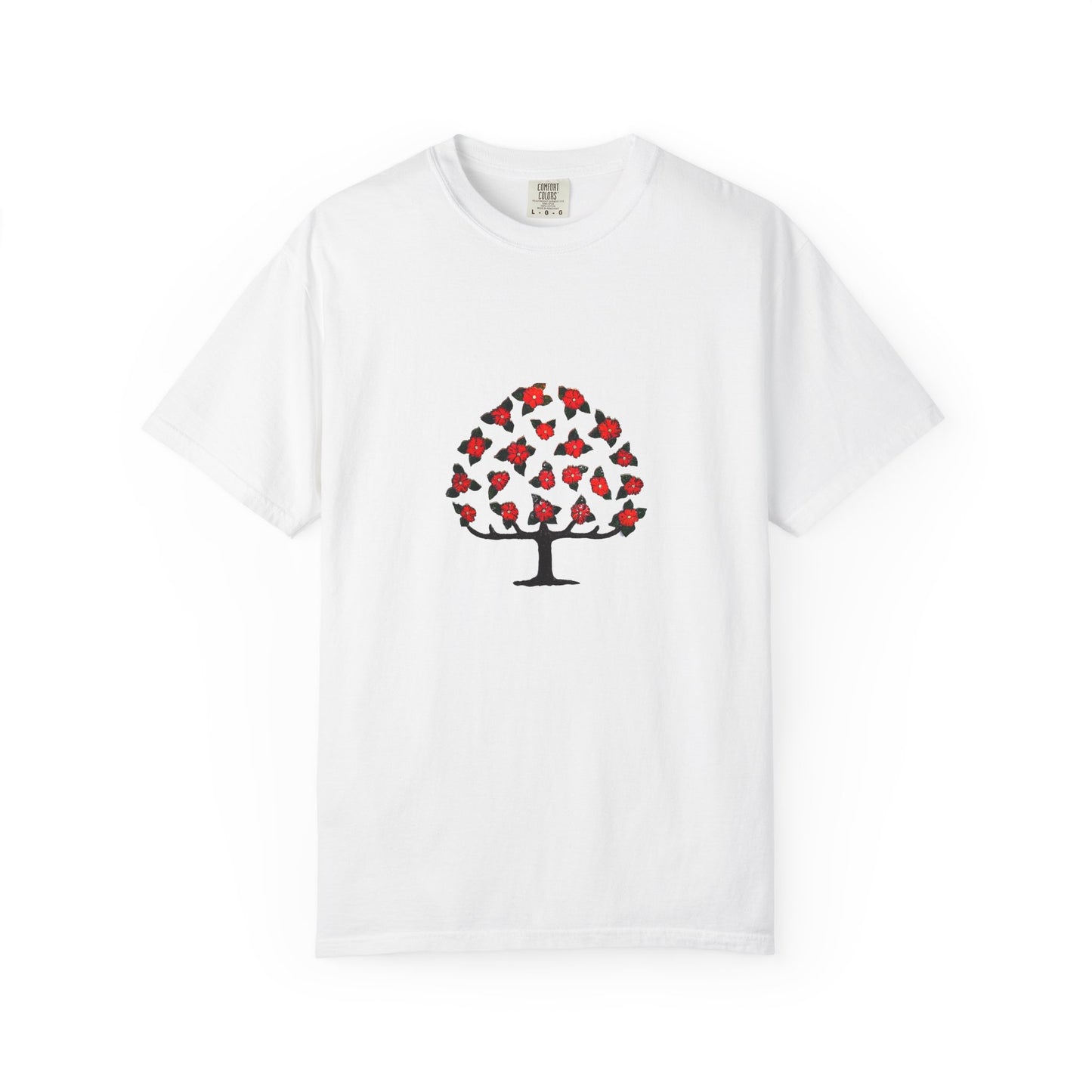 Unisex Garment-Dyed T-Shirt with Blooming Tree Design - Eco-Friendly Fashion
