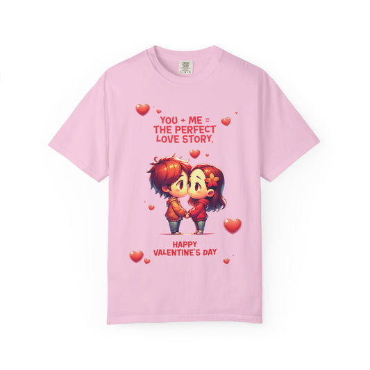 Unisex Garment-Dyed T-Shirt - 'Perfect Story Love' - Valentine's Day