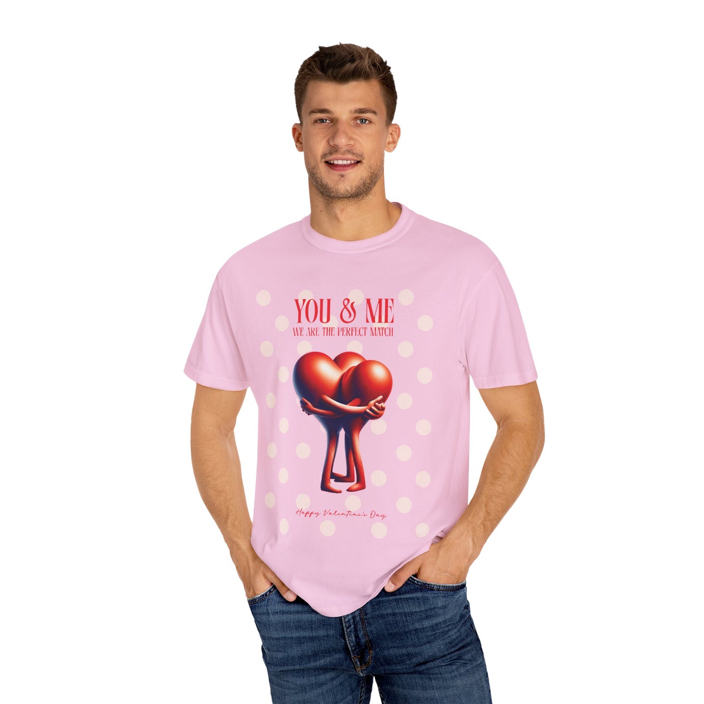 Women Garment-Dyed T-Shirt - 'We Are The Perfect Match' - Valentine's Day