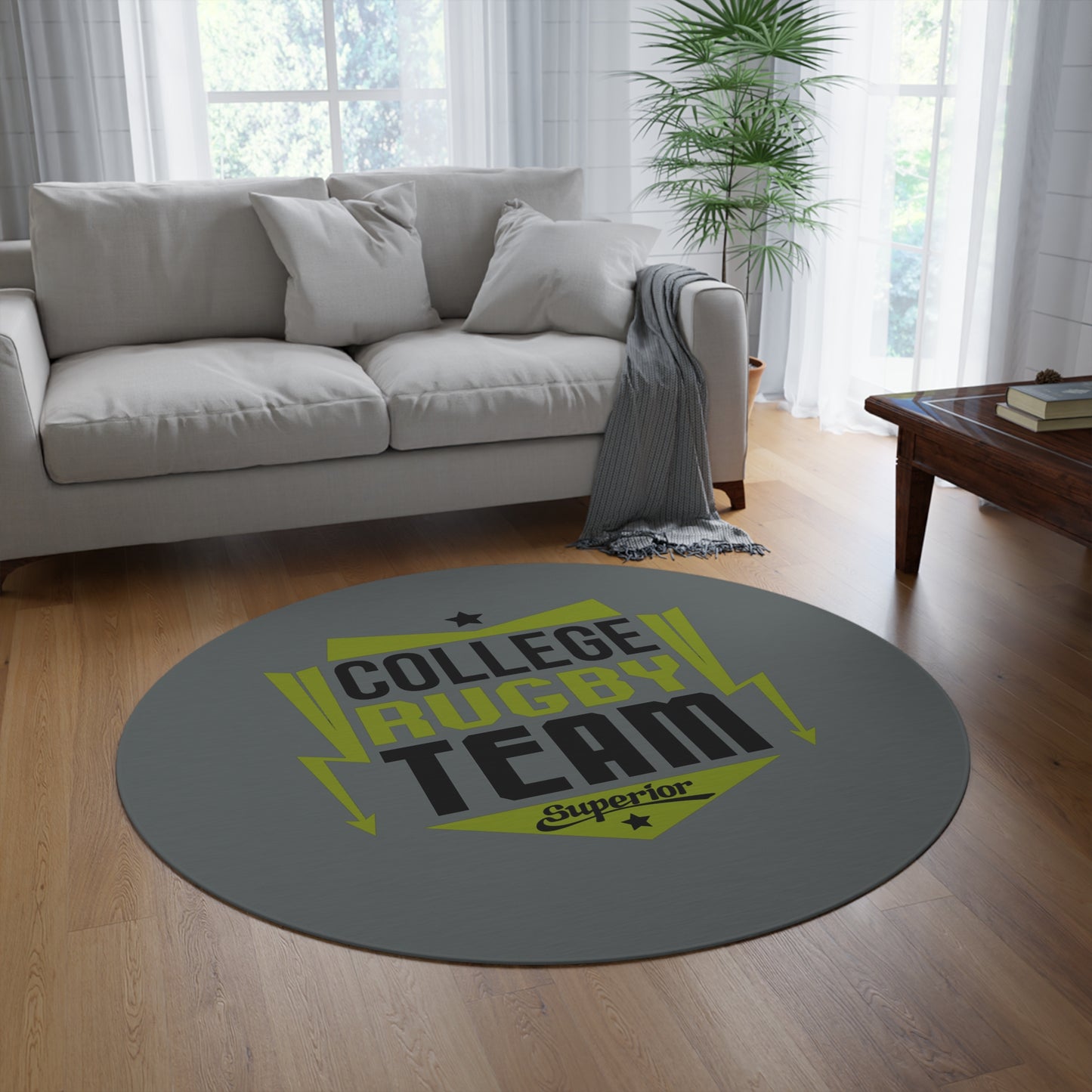 College Rugby Team Round Rug - Perfect for Sports Fans and Home Decor